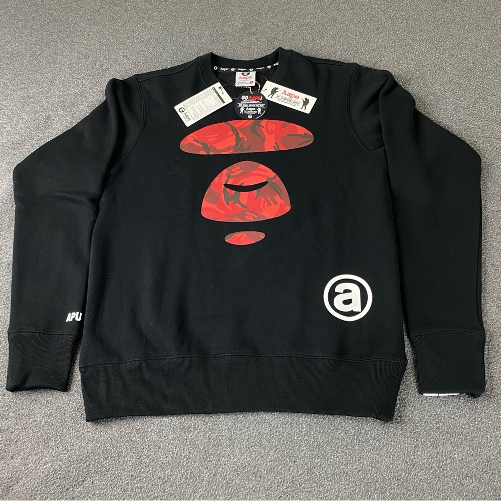 AAPE BY A BATHING APE Black Printed Men’s Crewneck Sweatshirt Men’s Size Small